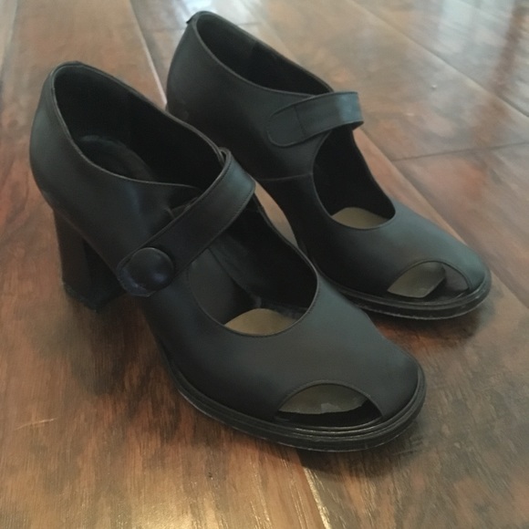 MARE Maryjane Italian Leather Peep Toe Block Heel - Picture 2 of 11